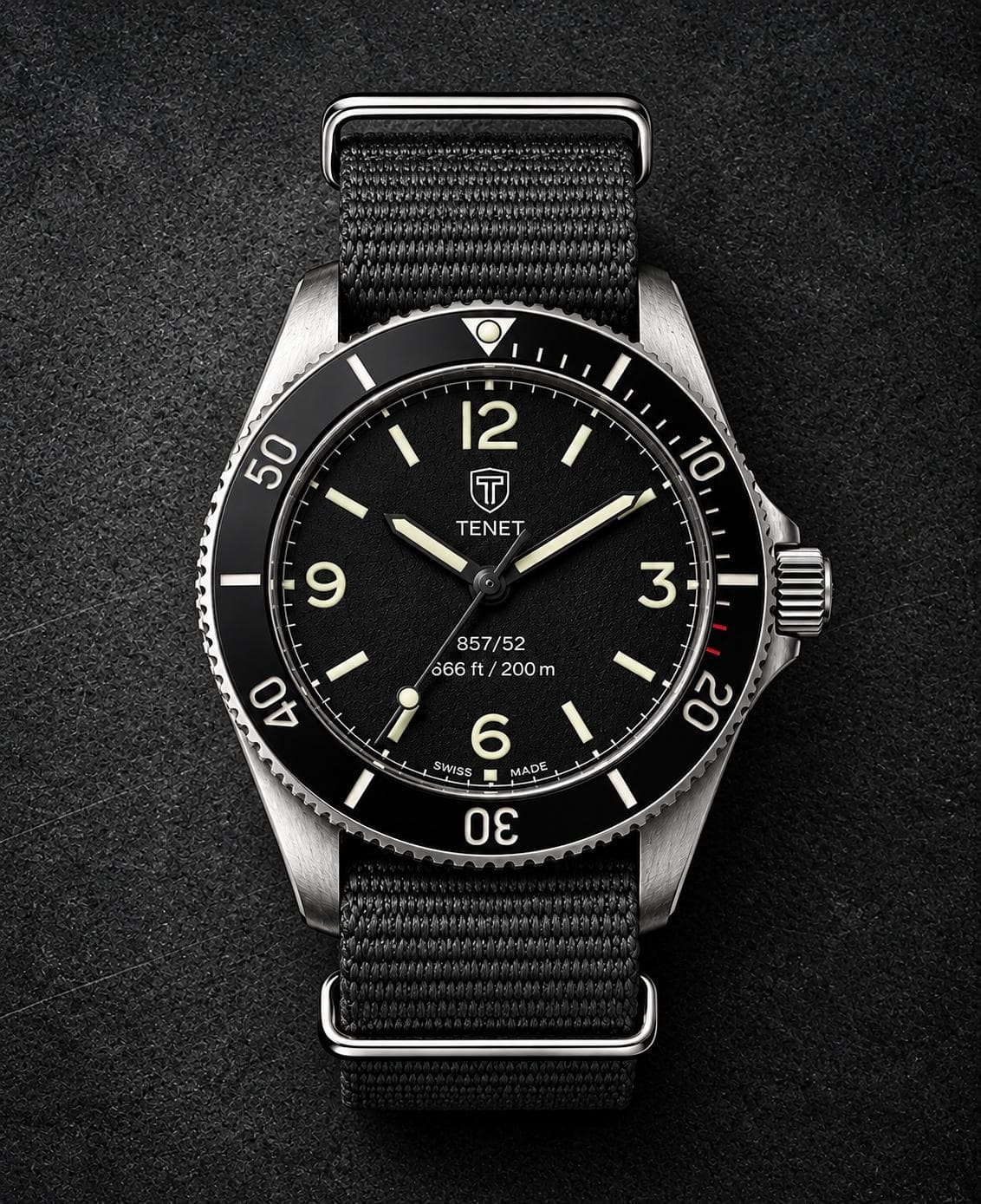 TENET 857/52 Minentaucher with numbered dial on black NATO strap